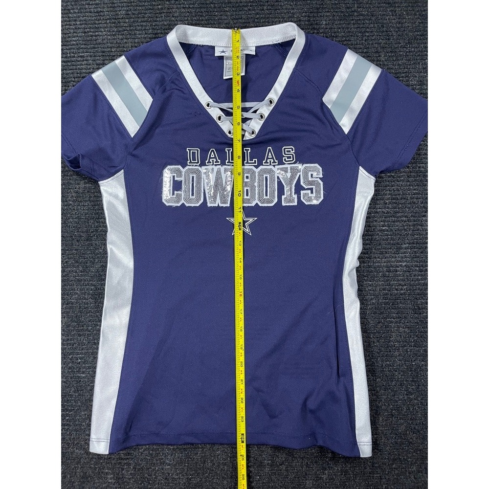 Dallas Cowboys Authentic Lace Up Jersey Shirt Navy Blue Silver Sequins Small - Picture 5 of 8